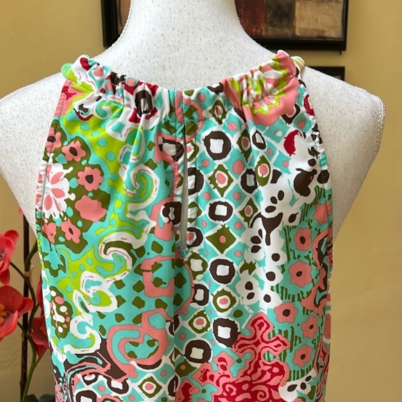 Jude Connally Abstract Medallion Print Coral Green Sz 14 Sheath Mini Dress USA - Picture 11 of 15